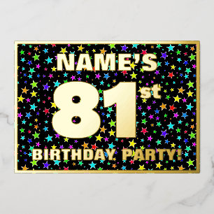 Invitation En Aluminium Fête du 81e anniversaire — motif d'étoiles coloré