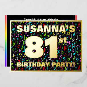 Invitation En Aluminium Fête du 81e anniversaire — Symboles musicaux amusa