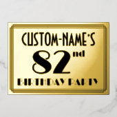 Invitation En Aluminium Fête du 82e anniversaire — Regarder Art Déco "82" (Recto)