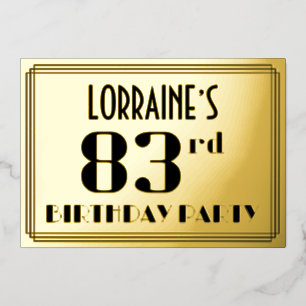 Invitation En Aluminium Fête du 83e anniversaire : décoration Art Déco « 8