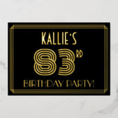 Invitation En Aluminium Fête du 83ème anniversaire — Style Art Déco "83" + (Recto)