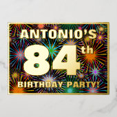 Invitation En Aluminium Fête du 84e anniversaire — Amusant, Feu d'artifice (Recto)