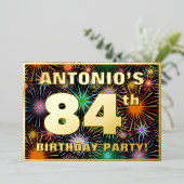 Invitation En Aluminium Fête du 84e anniversaire — Amusant, Feu d'artifice (Debout devant)