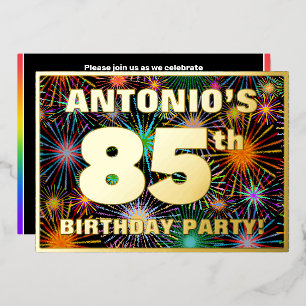 Invitation En Aluminium Fête du 85e anniversaire — Amusant, Feu d'artifice