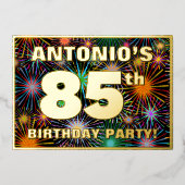 Invitation En Aluminium Fête du 85e anniversaire — Amusant, Feu d'artifice (Recto)