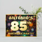 Invitation En Aluminium Fête du 85e anniversaire — Amusant, Feu d'artifice (Debout devant)