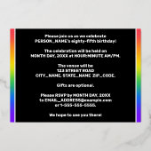 Invitation En Aluminium Fête du 85e anniversaire : Amusant, Motif arc-en-c (Verso)