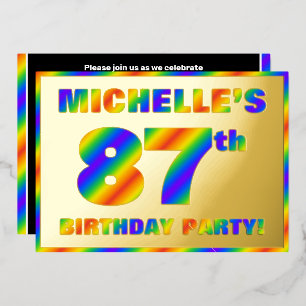 Invitation En Aluminium Fête du 87e anniversaire — Amusant, Rainbow Spectr