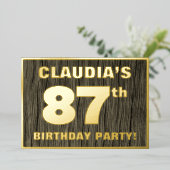 Invitation En Aluminium Fête du 87e anniversaire : Gras, Motif du grain de (Debout devant)