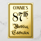 Invitation En Aluminium Fête du 87e anniversaire — Script élégant + Nom pe (Recto)