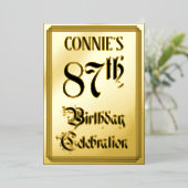 Invitation En Aluminium Fête du 87e anniversaire — Script élégant + Nom pe (Debout devant)