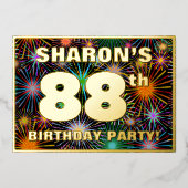 Invitation En Aluminium Fête du 88e anniversaire — Amusant, Feu d'artifice (Recto)