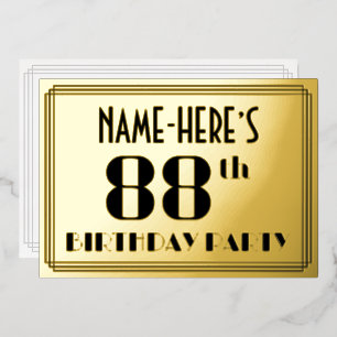 Invitation En Aluminium Fête du 88e anniversaire : décoration Art Déco « 8