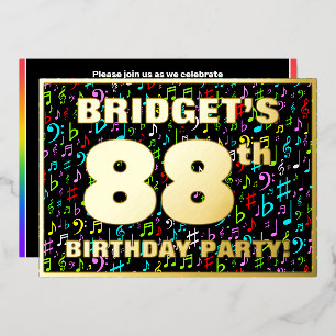 Invitation En Aluminium Fête du 88e anniversaire — Symboles musicaux color