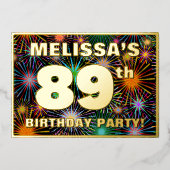 Invitation En Aluminium Fête du 89e anniversaire — Amusant, Feu d'artifice (Recto)