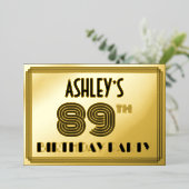 Invitation En Aluminium Fête du 89e anniversaire — Art Déco Style "89" & N (Debout devant)