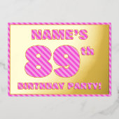 Invitation En Aluminium Fête du 89e anniversaire — Audacieux, amusant, ros (Recto)