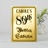 Invitation En Aluminium Fête du 89e anniversaire — Script élégant + Nom pe (Debout devant)