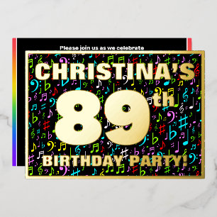 Invitation En Aluminium Fête du 89e anniversaire — Symboles musicaux amusa
