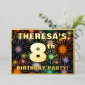 Invitation En Aluminium Fête du 8e anniversaire — Amusant, Feu d'artifice  (Debout devant)
