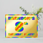 Invitation En Aluminium Fête du 8e anniversaire — Amusant, Rainbow Spectru (Debout devant)