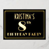Invitation En Aluminium Fête du 8e anniversaire : Art Déco Look "8", avec  (Recto)