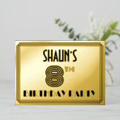 Invitation En Aluminium Fête du 8ème anniversaire — Art Déco Style "8" & N (Debout devant)