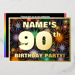 Invitation En Aluminium Fête du 90e anniversaire — Fun amusant, coloré Loo