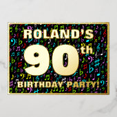 Invitation En Aluminium Fête du 90e anniversaire — Symboles de musique amu (Recto)