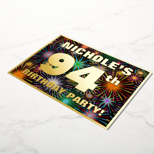 Invitation En Aluminium Fête du 94e anniversaire — Fun d'artifice amusant  (Rotation)