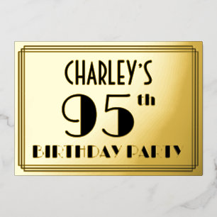 Invitation En Aluminium Fête du 95e anniversaire — Décoration Art Déco « 9