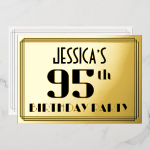 Invitation En Aluminium Fête du 95e anniversaire : décoration Art Déco “95