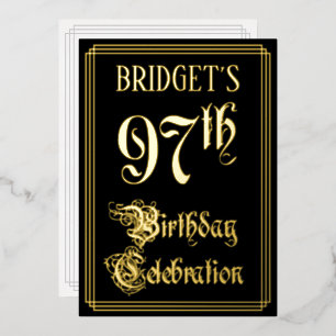 Invitation En Aluminium Fête du 97e anniversaire — Écriture fantaisie et n