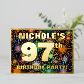 Invitation En Aluminium Fête du 97e anniversaire — Fun d'artifice amusant (Debout devant)