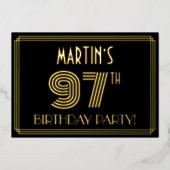 Invitation En Aluminium Fête du 97ème anniversaire — Style Art Déco "97" + (Recto)
