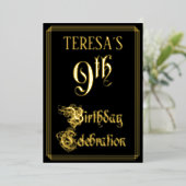 Invitation En Aluminium Fête du 9e anniversaire — Script fantaisie et nom  (Debout devant)