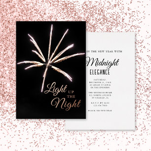 Invitation En Aluminium Fête du Nouvel An avec Feu d'Artifice Light Up the