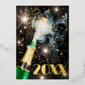 Invitation En Aluminium Fête du Nouvel An Chamgagne Confetti (Recto)