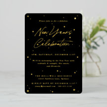 Fête du Nouvel An élégante Black+Gold Étoiles Disp