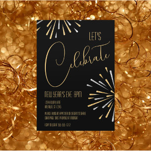 Invitation En Aluminium Fête du Nouvel An élégante et simple célébrons