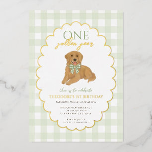 Invitation En Aluminium Fête du premier anniversaire du chien retriever do