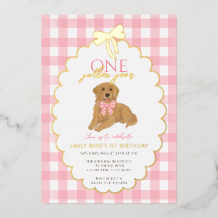 Invitation En Aluminium Fête du premier anniversaire du chiot Retriever do