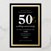 Invitation En Aluminium Fête élégante de 50e anniversaire de mariage (Recto)