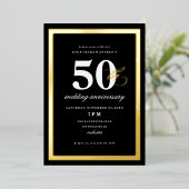 Invitation En Aluminium Fête élégante de 50e anniversaire de mariage (Debout devant)