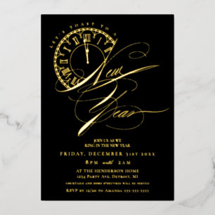 Invitation En Aluminium Fête élégante et moderne du Nouvel An avec papier