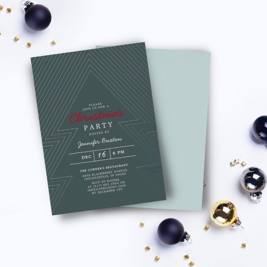 Invitation En Aluminium Fête moderne Noël bleu Fête Silver Foil