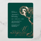 Invitation En Aluminium Fête moderne verte Margarita 40e anniversaire (Recto)