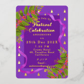 Invitation En Aluminium Fête Noël violet (Recto)