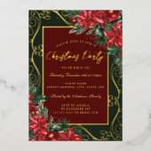 Invitation En Aluminium Fête Rouge Vert Festif Floral Frame de Noël (Recto)