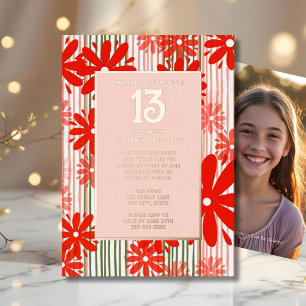 Invitation En Aluminium Fête surprise pour les 13 ans : Floral Blooming Fu